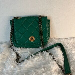 Quilted Green Crossbody Shoulder Bag